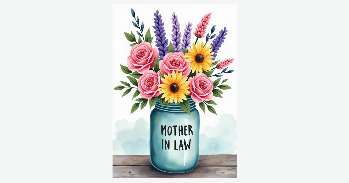Aqua Jar Mothers Day Floral Card | Clever Studio Art