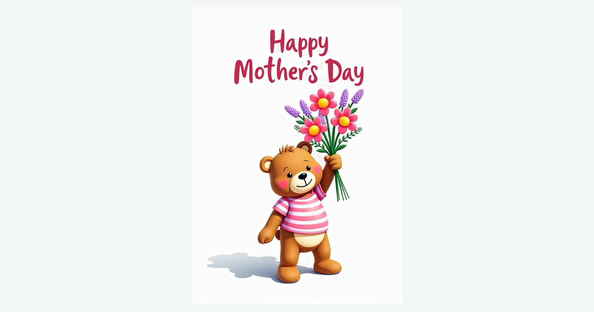 Bear Floral Mothers Day Greeting Card | Clever Studio Art