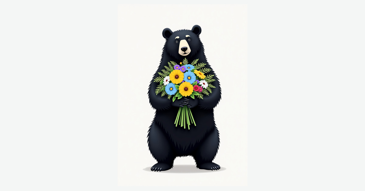 Bear With Flowers Mothers Day Card | Clever Studio Art