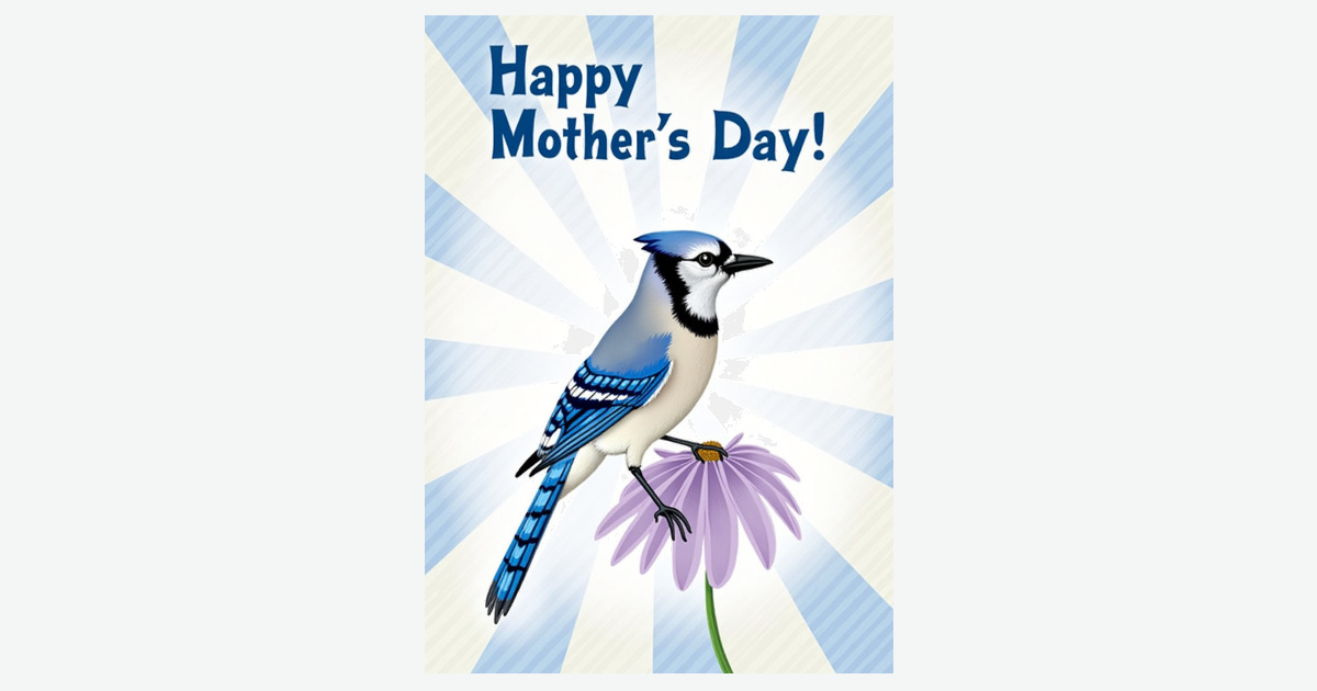 Blue Bird Floral Mothers Day Card | Clever Studio Art