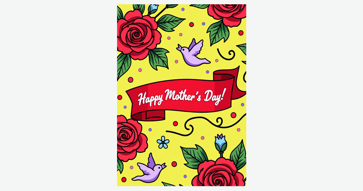 Crimson Banner Mothers Day Card | Clever Studio Art