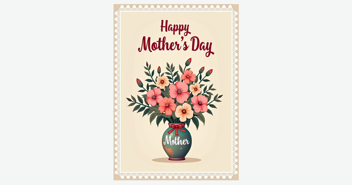 Crimson Ribbon Mothers Day Card | Clever Studio Art