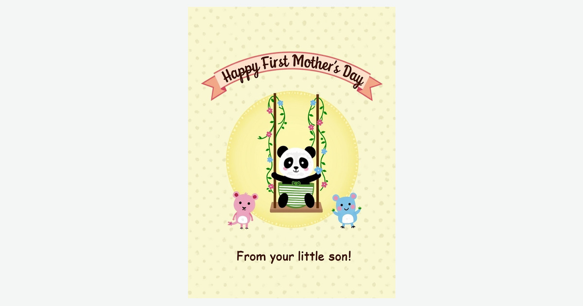 Cute Bear Mothers Day Swing Card | Clever Studio Art