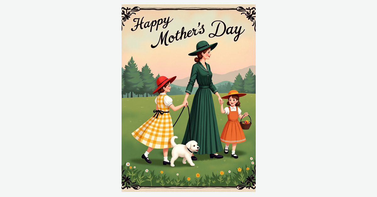 Emerald Green Mothers Day Scene Card | Clever Studio Art