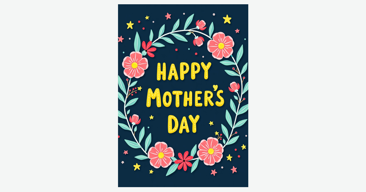 Faux Gold Mothers Day Floral Card | Clever Studio Art