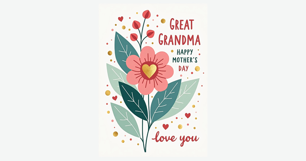 Floral Golden Heart Mothers Card | Clever Studio Art