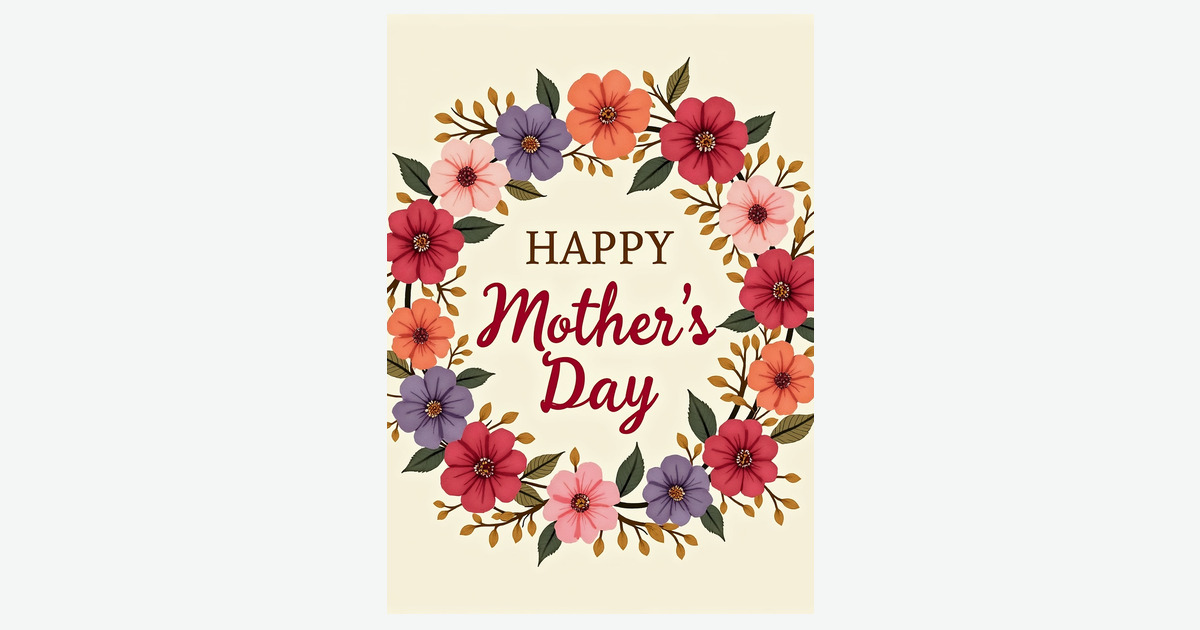Floral Happy Mothers Day Faux Gold Card | Clever Studio Art