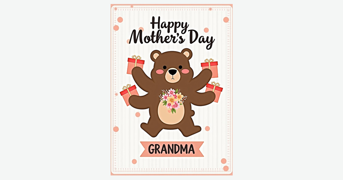 Floral Mothers Day Bear Card | Clever Studio Art