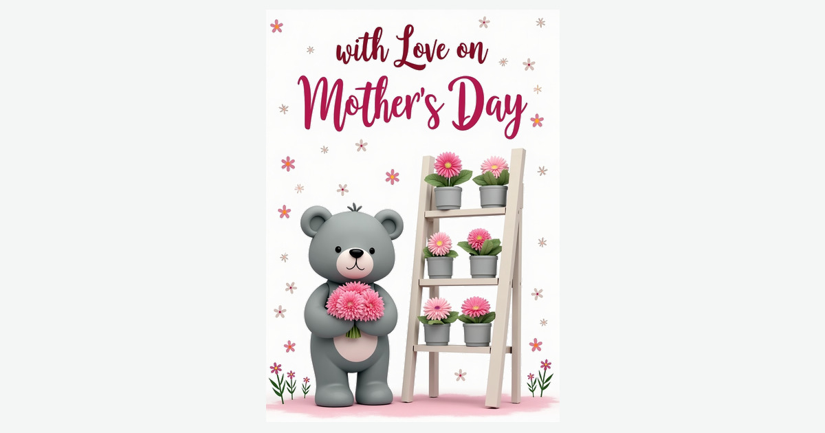 Floral Mothers Day Plush Figure Card | Clever Studio Art