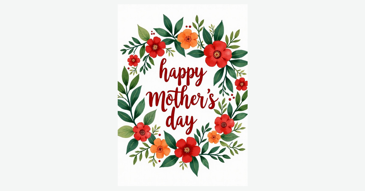 Floral Wreath Mothers Day Card | Clever Studio Art