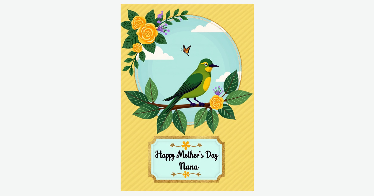 Golden Bird Sweet Mothers Day Card | Clever Studio Art