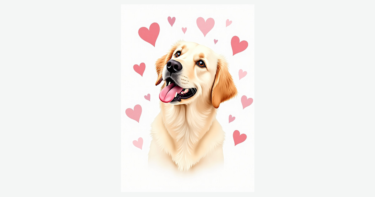 Golden Dog Hearts Mothers Day Card | Clever Studio Art