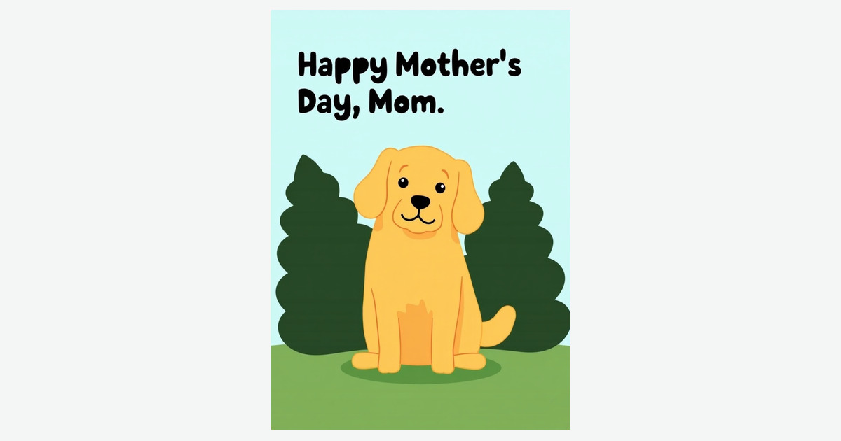 Golden Dog Mothers Day Art Card | Clever Studio Art
