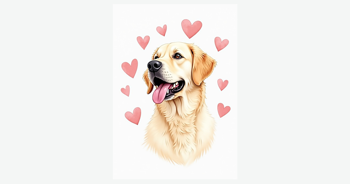 Golden Dog Mothers Day Heart Card | Clever Studio Art