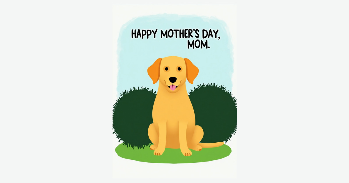 Golden Dog Mothers Day Mom Card | Clever Studio Art