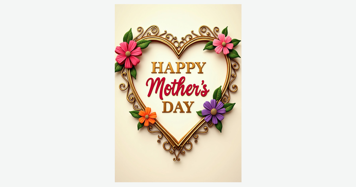 Golden Heart Mothers Day Card | Clever Studio Art