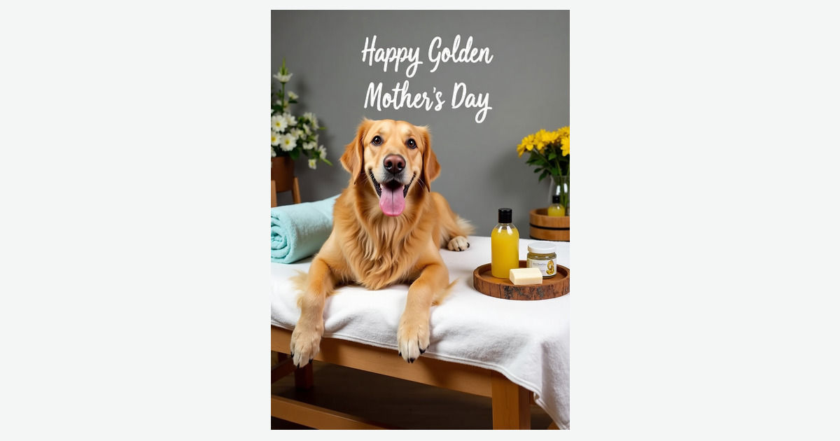 Golden Mothers Day Dog Spa Card | Clever Studio Art