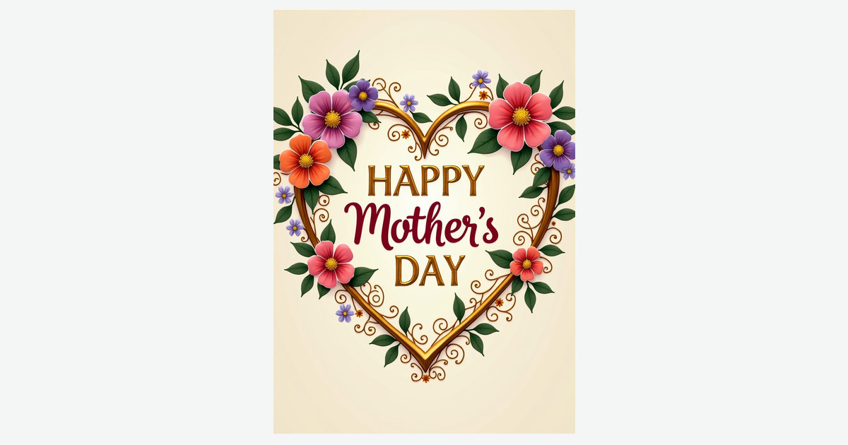 Golden Mothers Day Heart Card | Clever Studio Art