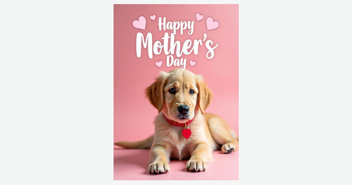 Golden Pup Mothers Day Card | Clever Studio Art