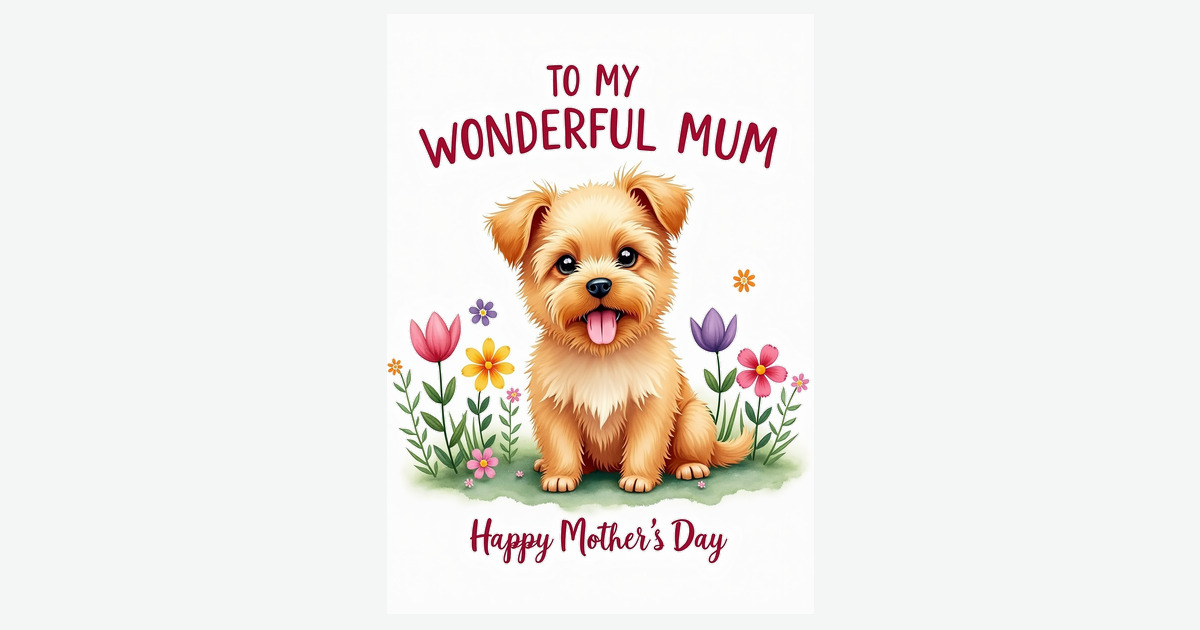 Golden Puppy Mothers Day Art Card | Clever Studio Art