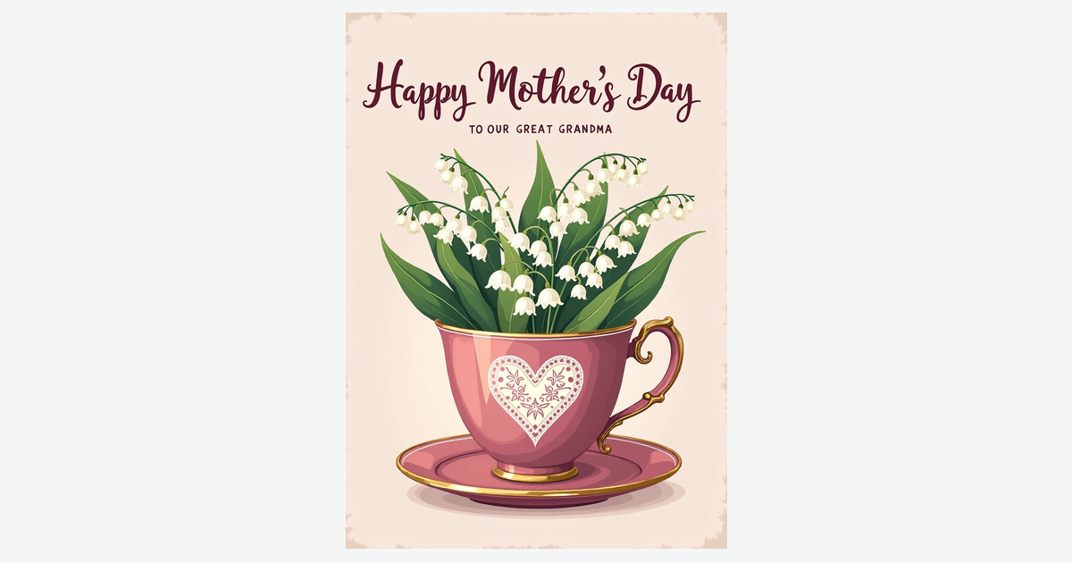 Golden Teacup Mothers Day Card | Clever Studio Art