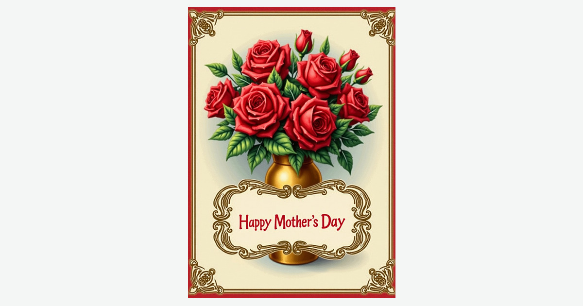 Golden Vase Mothers Day Card | Clever Studio Art