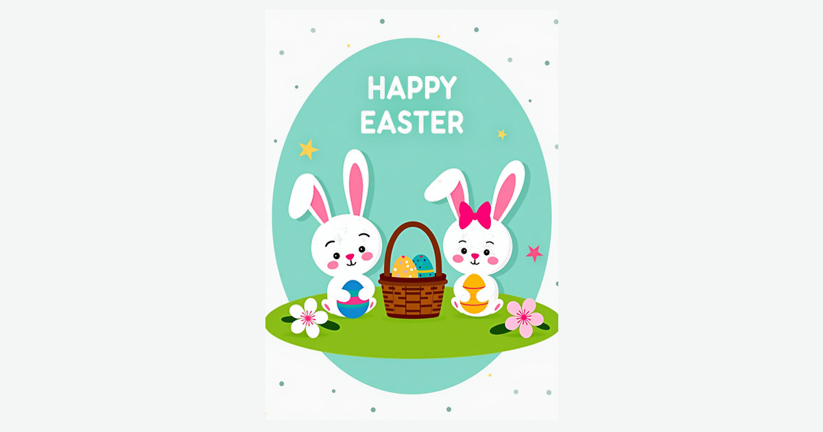 Happy Easter Lagomorphs Card | Clever Studio Art