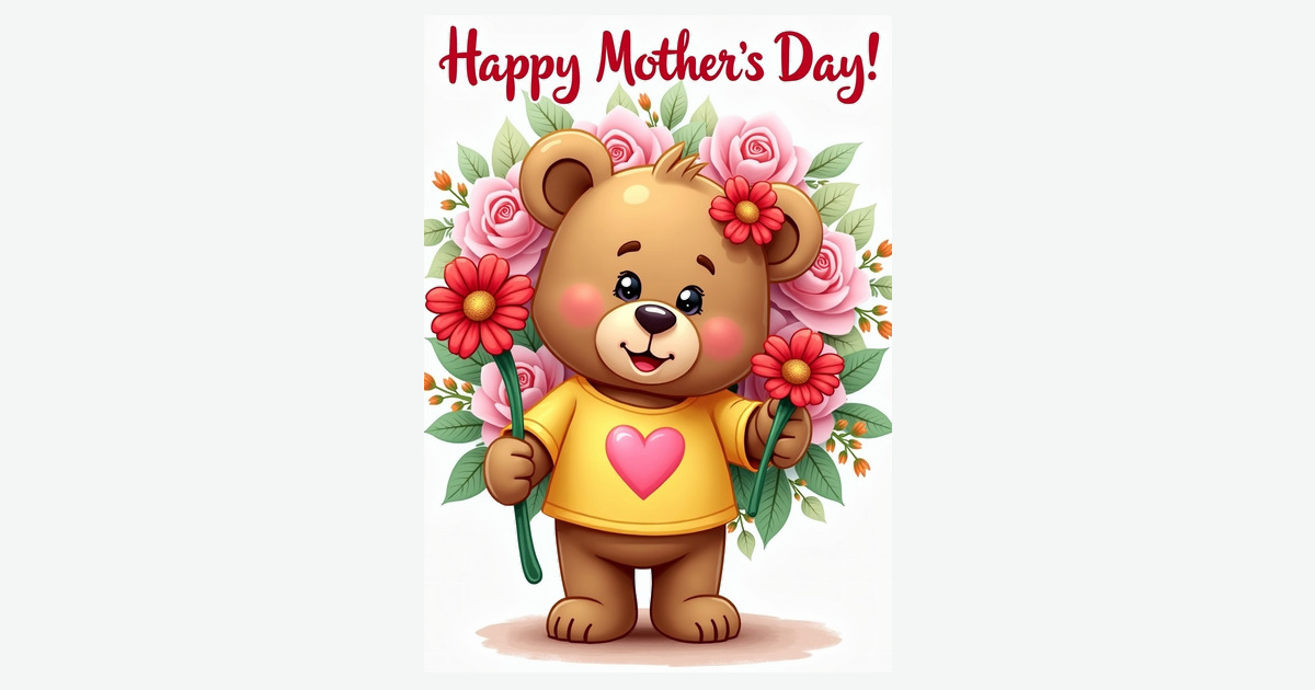 Heart Bear Mothers Day Card | Clever Studio Art