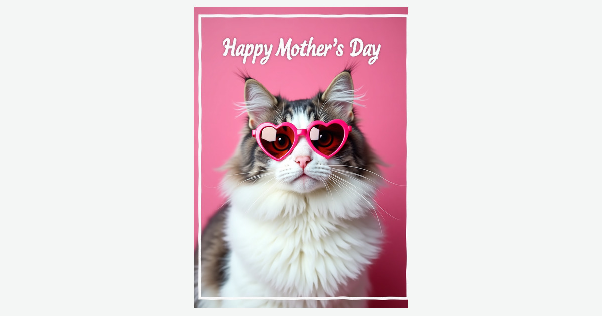 Magenta Cat Happy Mothers Day Card | Clever Studio Art