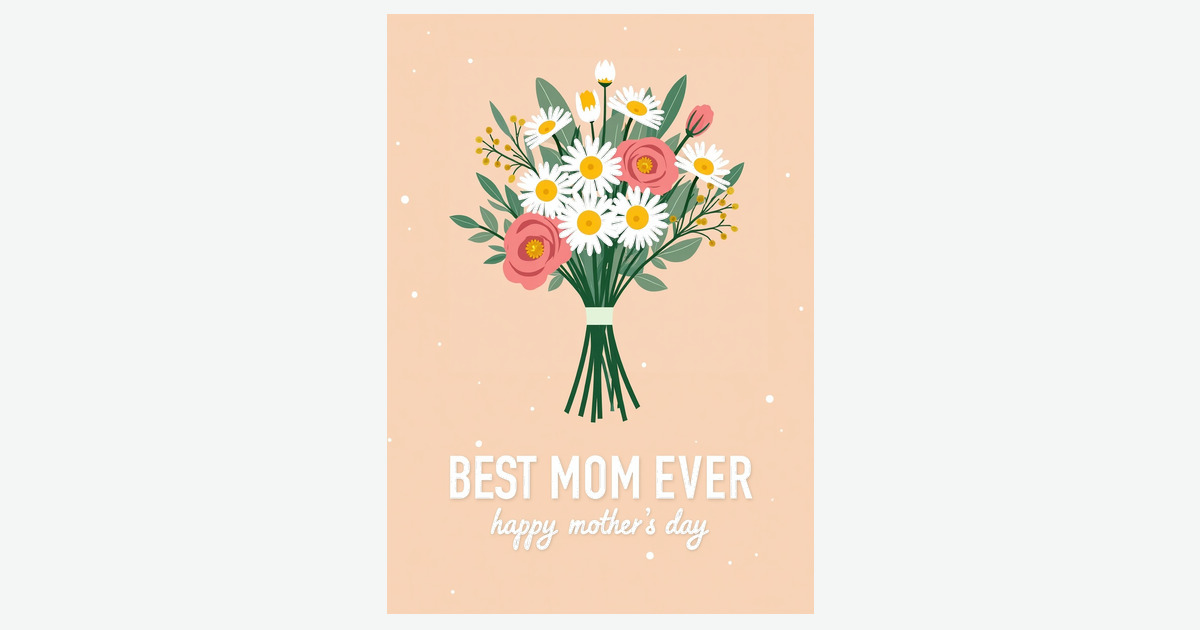 Peach Floral Mothers Day Card | Clever Studio Art