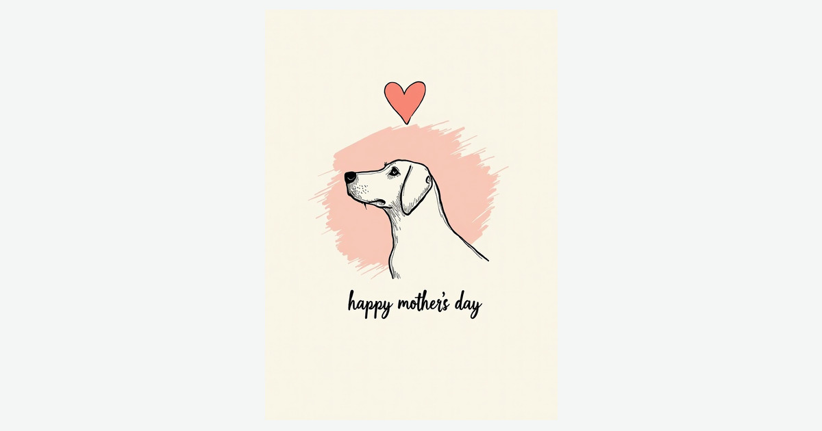 Pink Heart Dog Mothers Day Card | Clever Studio Art