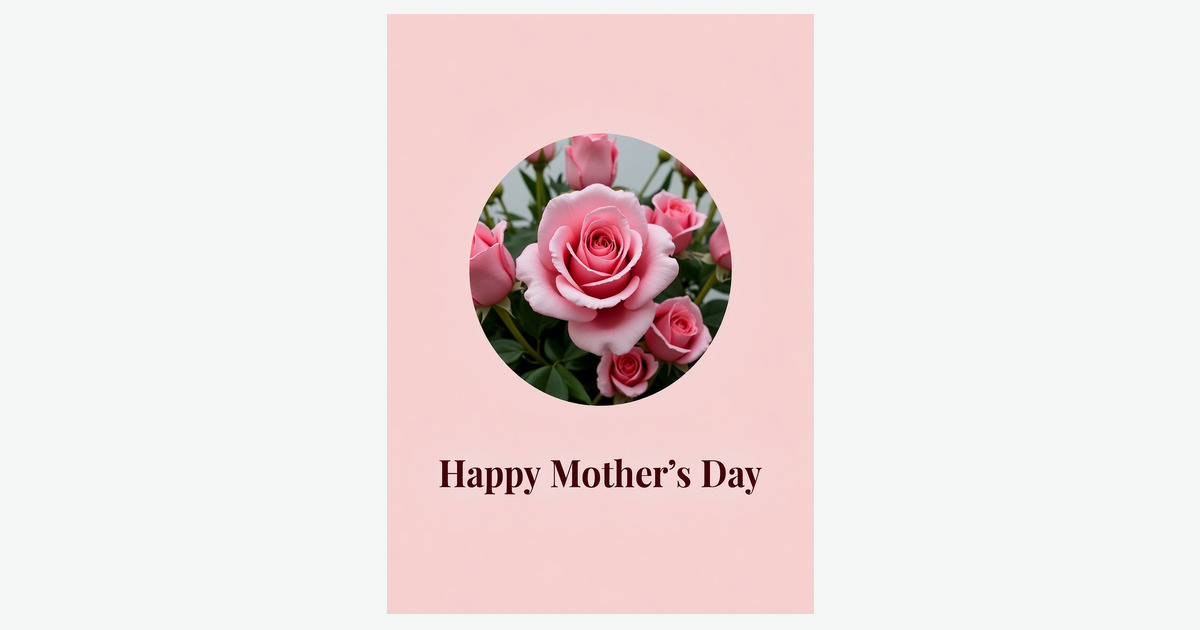 Pink Roses Mothers Day Circle Card | Clever Studio Art