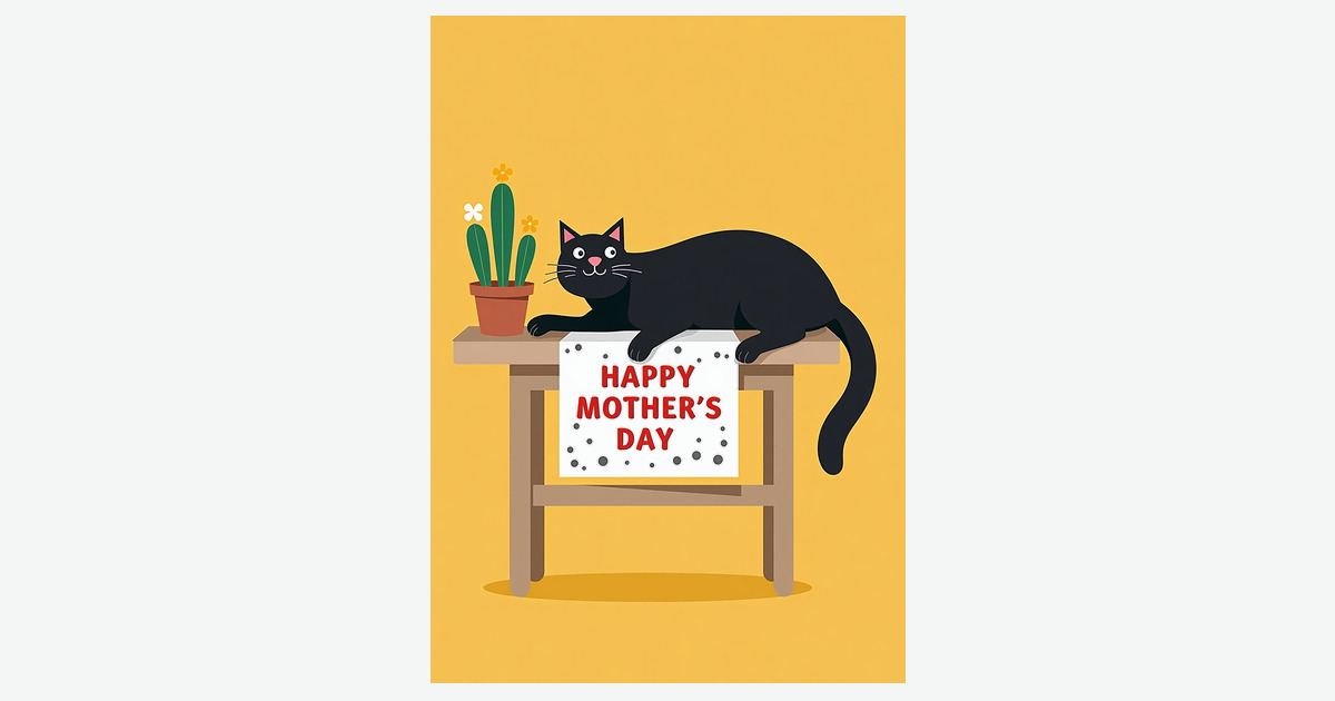 Polka Dot Mothers Day Kitty Card | Clever Studio Art