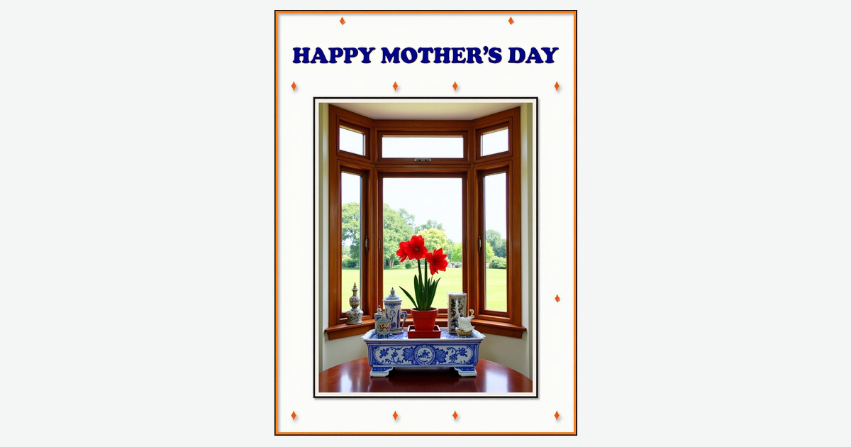 Red Blooms Mothers Day Scene Card | Clever Studio Art