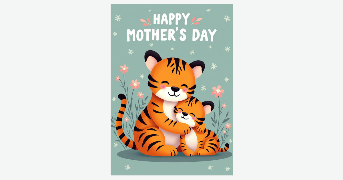 Striped Mother And Cub Card | Clever Studio Art