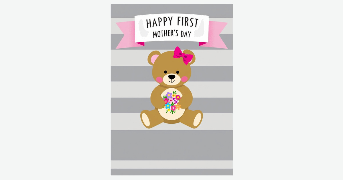 Sweet Bear Mothers Day Floral Card | Clever Studio Art