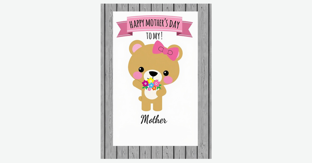 Sweet Caramel Bear Mothers Day Card | Clever Studio Art