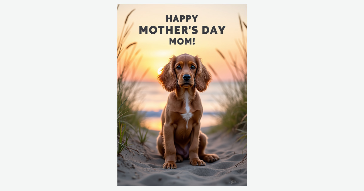 Sweet Golden Dog Mothers Day Card | Clever Studio Art