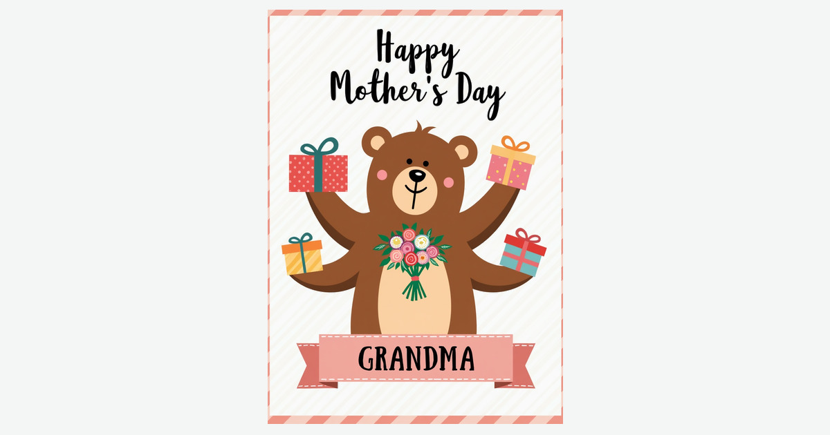 Sweet Mothers Day Bear Gift Card | Clever Studio Art