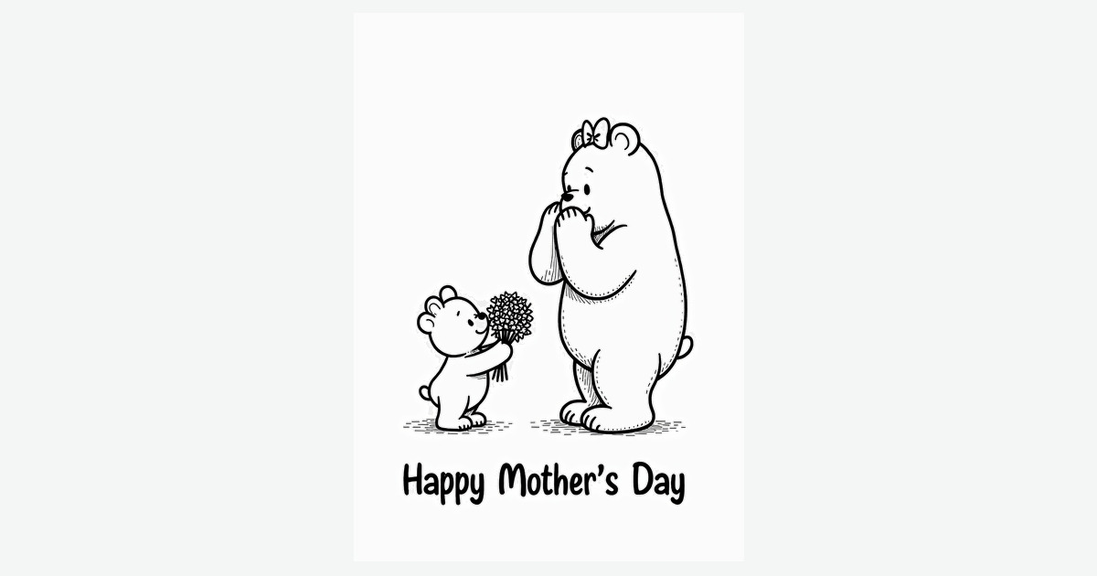 Sweet Mothers Day Bear Hug Card | Clever Studio Art