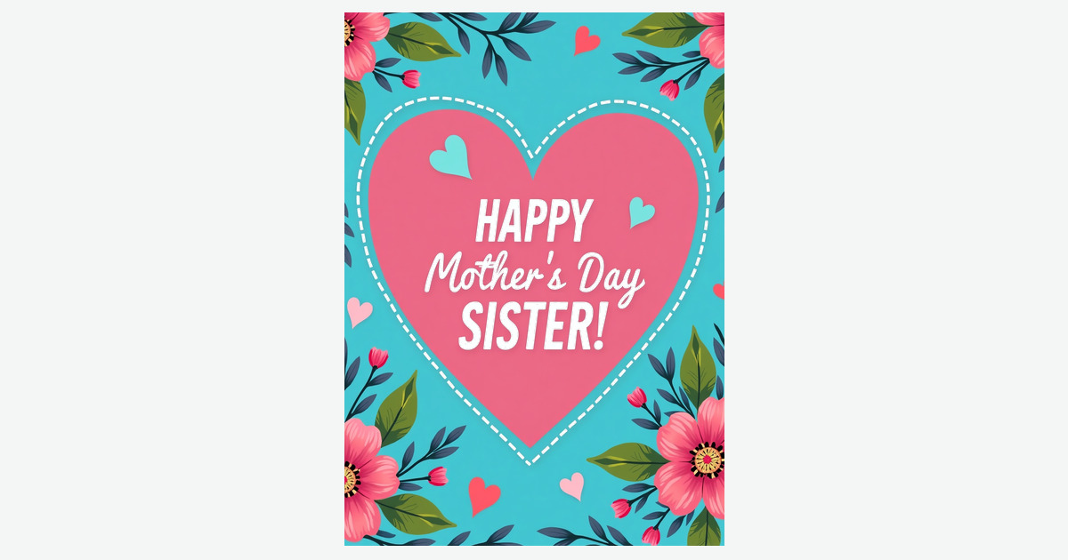 Sweet Sister Mothers Day Heart Card | Clever Studio Art