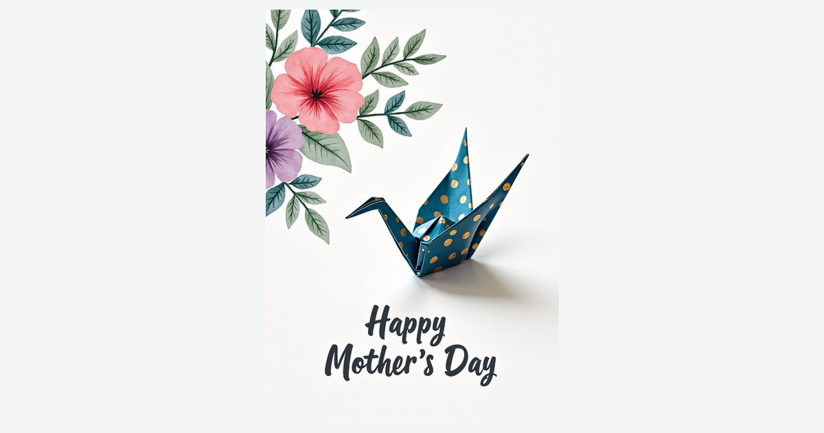 Teal Origami Floral Mothers Day Card | Clever Studio Art