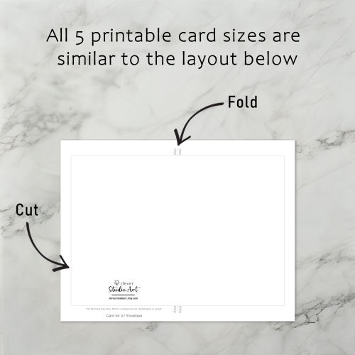 Printable card sizes - one sheet folds to the card size