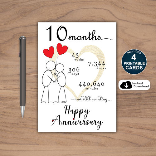 10 month Anniversary Card Printable