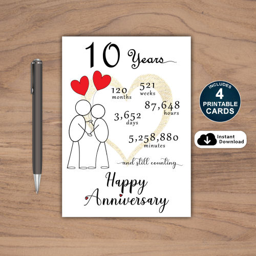 10th Anniversary Card Printable