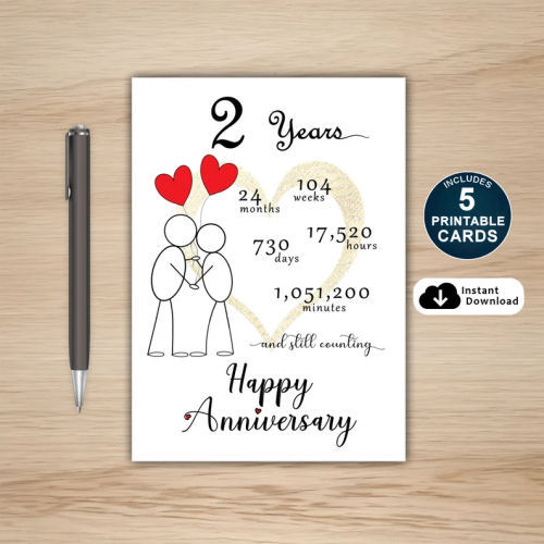 2nd Anniversary Card Printable