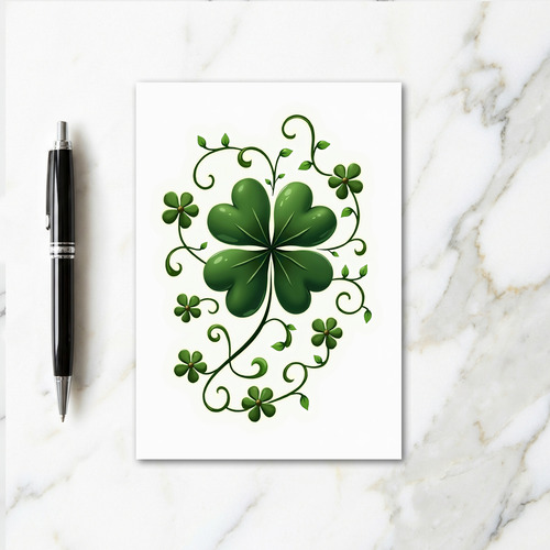 3D Clover Hand Drawn Illustration Card