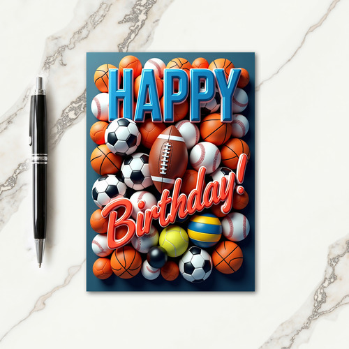 3D Letter Sports Birthday Card
