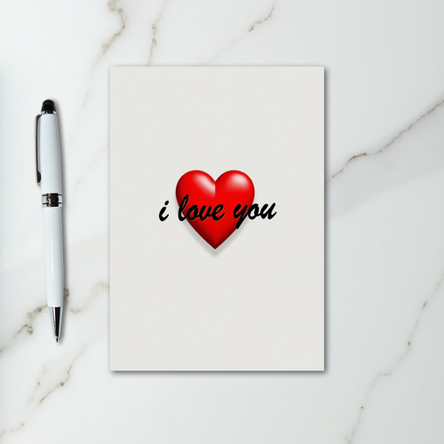3D Red Heart I Love You Card
