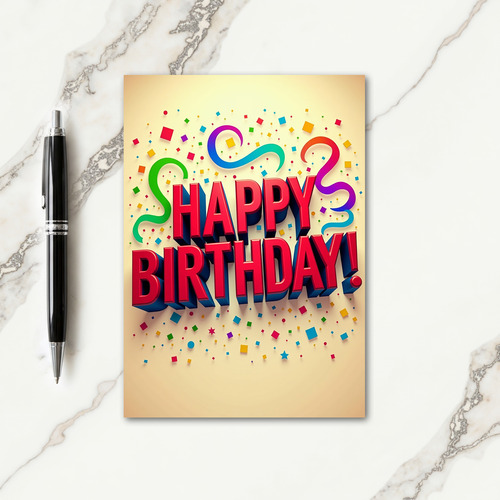 3D Text Birthday Shape Card